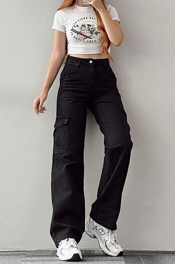 Urban Outfitters Y2K Siyah Kargo Cep Pantolon