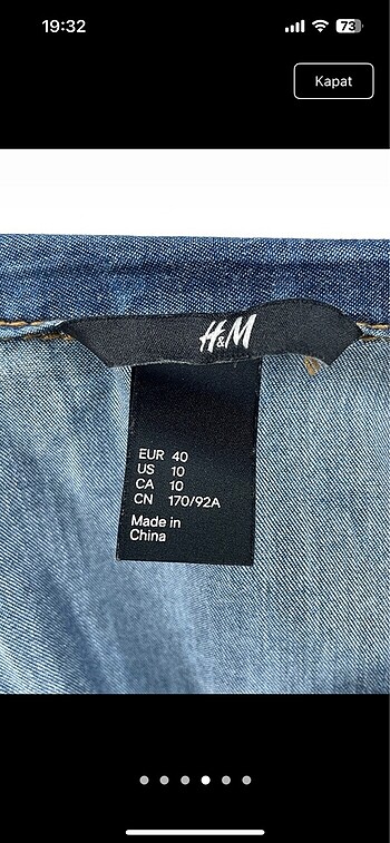 m Beden mavi Renk H&M denim gömlek