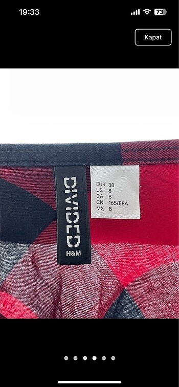m Beden bordo Renk H&M oduncu gömlek