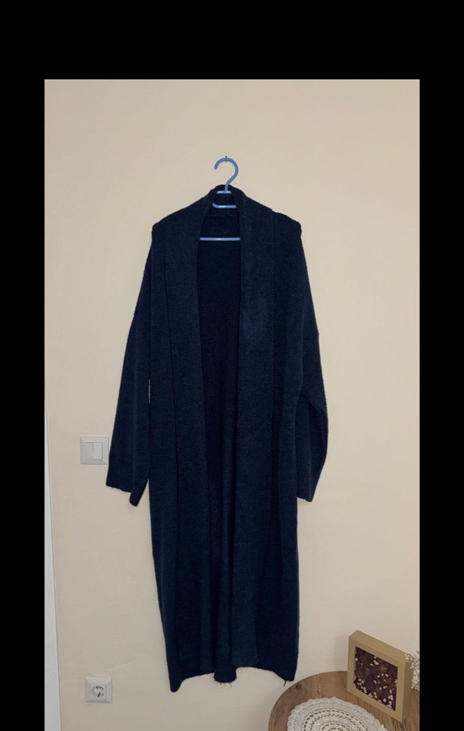 Lacivert Kadın Triko Midi Hırka - Görsel 3