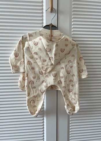 H&M Bebek kız Baskılı Düğmeli Kahverengi Takım