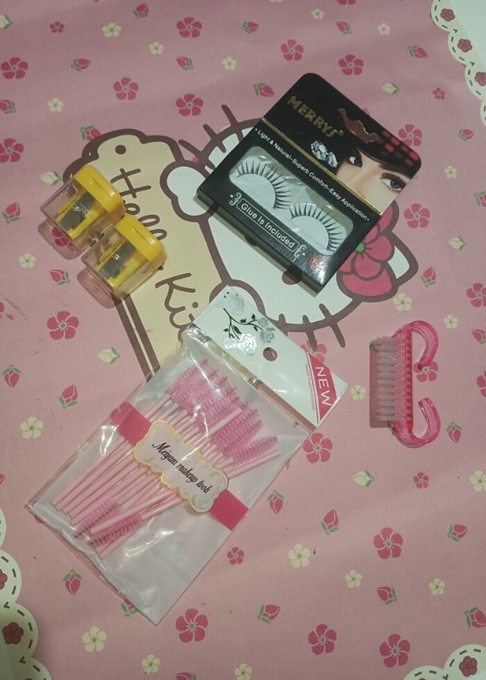 Takma kirpik, kaş tarama maskaraları, 2 ad kalemtraş ve tırnak f - Görsel 2