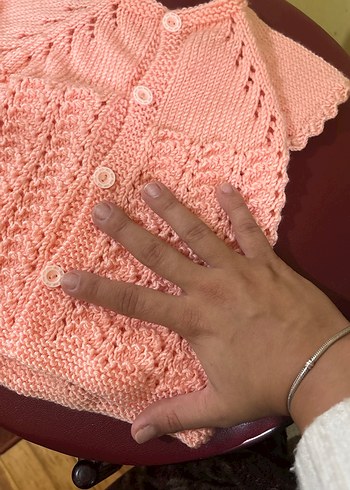 Kız Çocuk Pembe Örgü Kolsuz Hırka/Yelek - Görsel 4