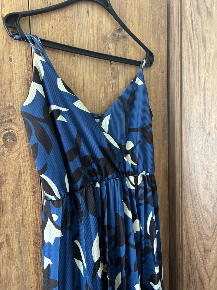 Mavi Pilili Uzun Bohem Elbise - Görsel 2