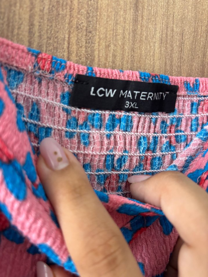 Pembe Çiçek Desenli Salaş Midi Elbise - Görsel 2