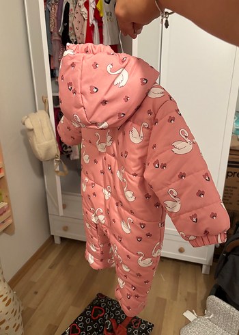 Pembe Kuğu Desenli Astronot Model Bebek Tulumu 3-6 Ay - Görsel 2