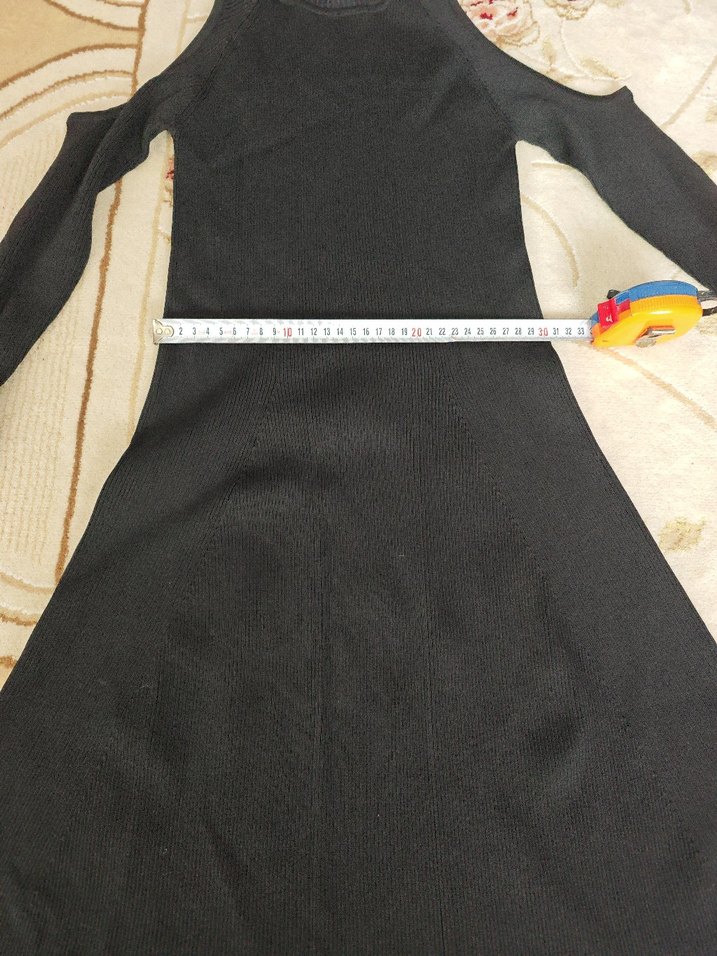 zara Siyah Uzun Kollu omuzları açık elbise - Görsel 5