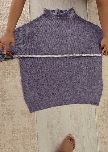 50 Beden Boğazlı Mor oversize Kadın Triko Kazak