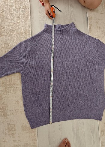 Diğer Boğazlı Mor oversize Kadın Triko Kazak