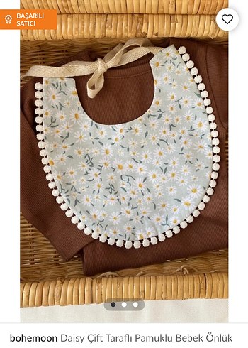 bohemoon Çift Taraflı Pamuklu Bebek Önlük - Görsel 2