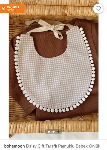 bohemoon Çift Taraflı Pamuklu Bebek Önlük - Görsel 3