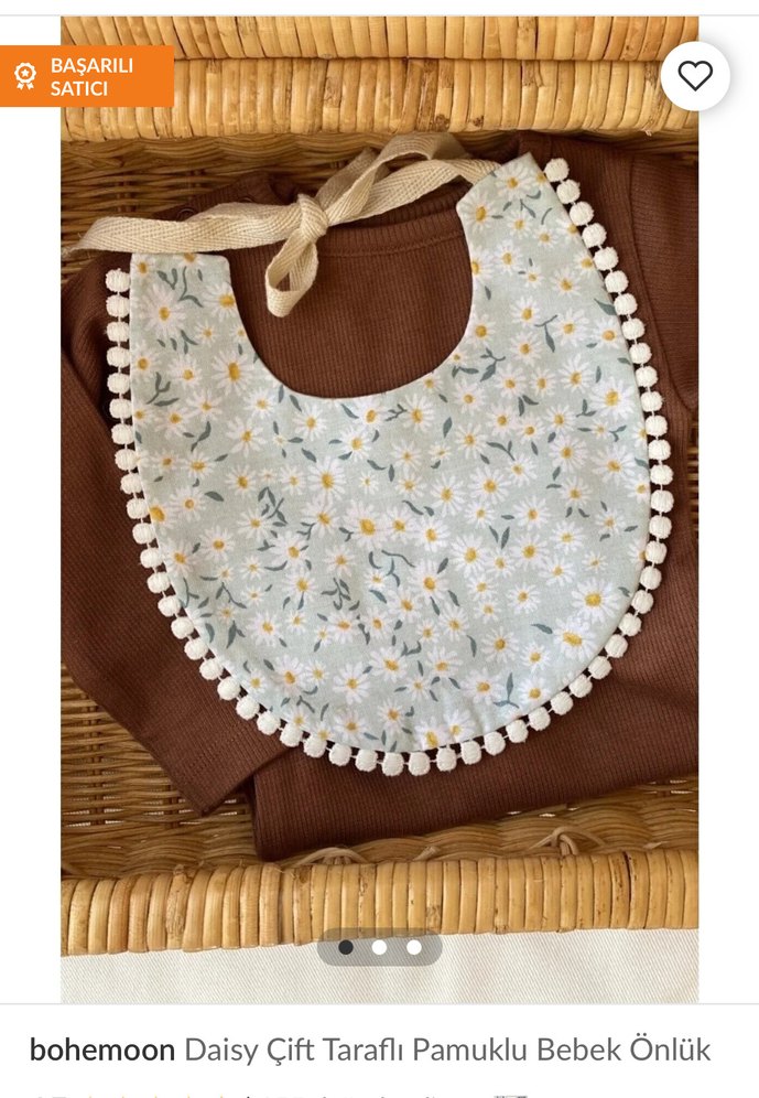bohemoon Çift Taraflı Pamuklu Bebek Önlük - Görsel 2