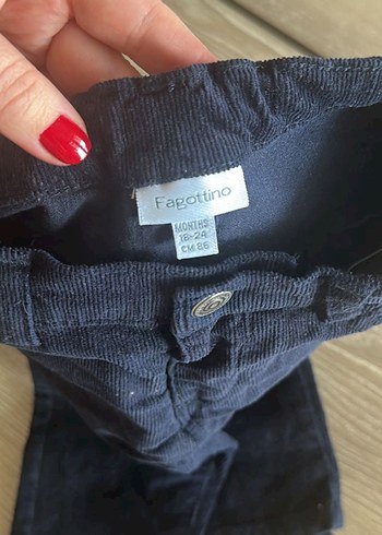 Lacivert Kadife Unisex Bebek Pantolon - Görsel 5