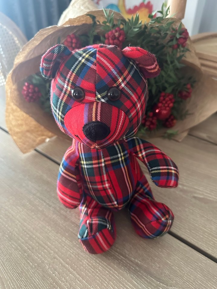 Vakkorama Renkli Ekoseli Peluş Ayı Oyuncak - Görsel 2