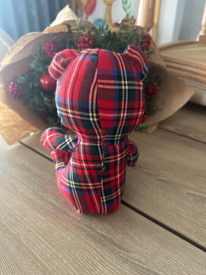 Vakkorama Renkli Ekoseli Peluş Ayı Oyuncak - Görsel 3