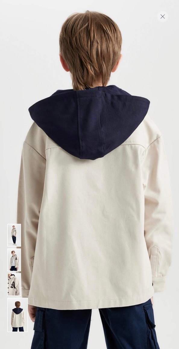 Erkek Çocuk Oversize Kapüşonlu Gabardin Gömlek - Görsel 2