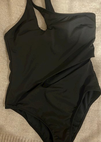 Drapeli Siyah İnce Askılı Kadın Mayo - Görsel 3