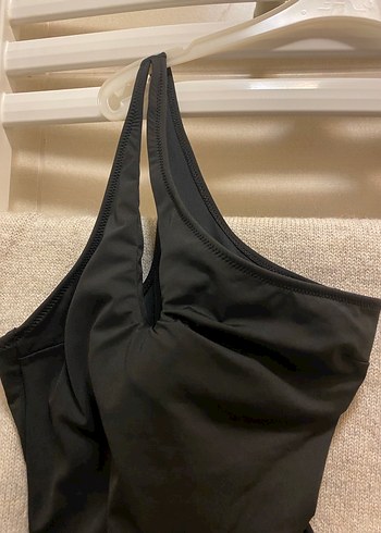 Drapeli Siyah İnce Askılı Kadın Mayo - Görsel 2