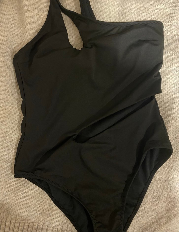 Drapeli Siyah İnce Askılı Kadın Mayo - Görsel 3