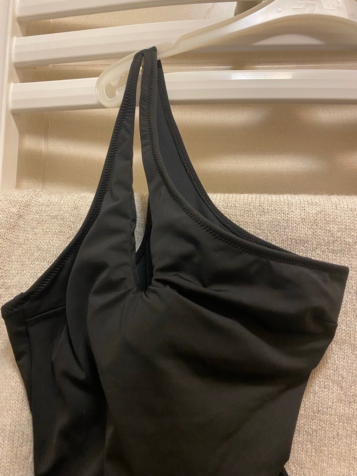 Drapeli Siyah İnce Askılı Kadın Mayo - Görsel 2