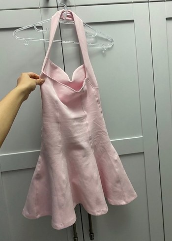 Zara Halter Yaka Pembe Elbise - Görsel 4