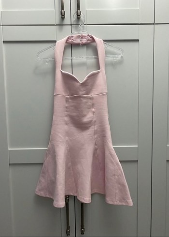 Zara Halter Yaka Pembe Elbise - Görsel 3