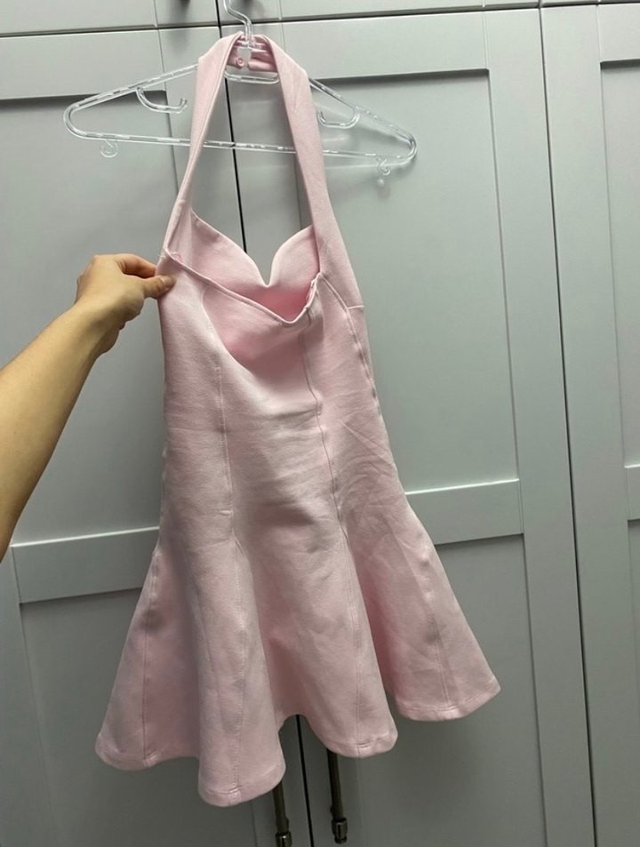 Zara Halter Yaka Pembe Elbise - Görsel 4