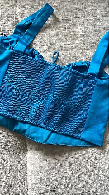 38 Beden mavi Renk Koton crop