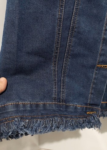 Düğmeli Uzun Kadın Kot Yelek - Görsel 2