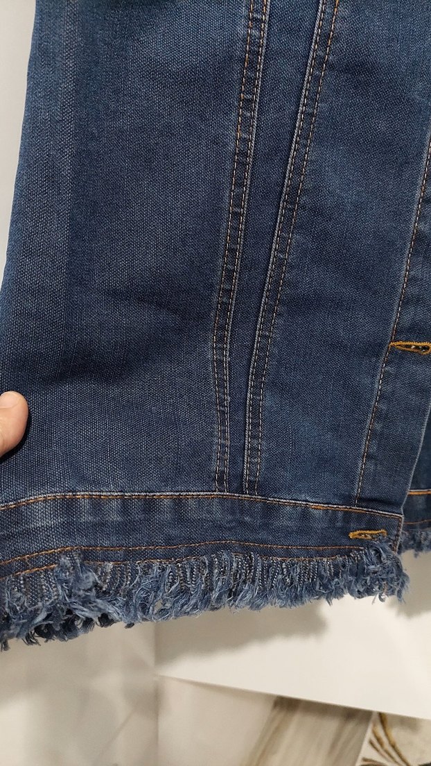 Düğmeli Uzun Kadın Kot Yelek - Görsel 2