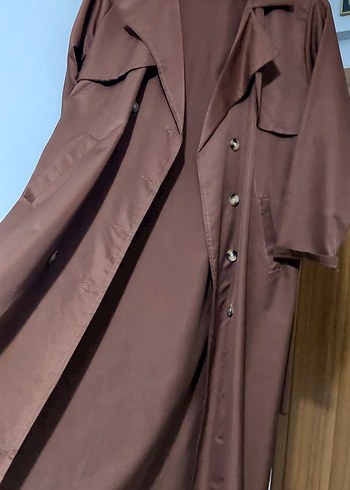 Kadın Kahverengi Uzun Düğmeli Trençkot - Görsel 5