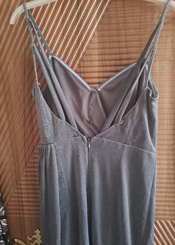 Abiye Gri Drapeli Strappy Abiye Elbise