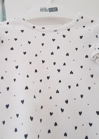 Beyaz Kalp Desenli Kız Bluzu - Görsel 3