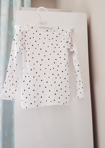 Beyaz Kalp Desenli Kız Bluzu - Görsel 2