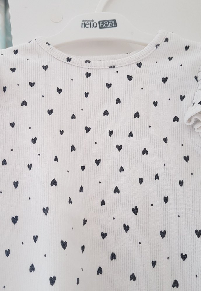Beyaz Kalp Desenli Kız Bluzu - Görsel 3