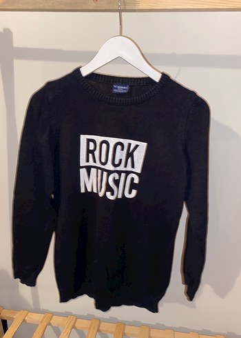 Rock Punk Siyah Erkek Çocuk Triko Sweatshirt