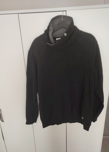 xxl Beden siyah Renk Siyah Yüksek Yakalı Erkek Polar Sweatshirt