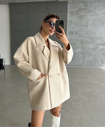 Oversize kaşe kaban