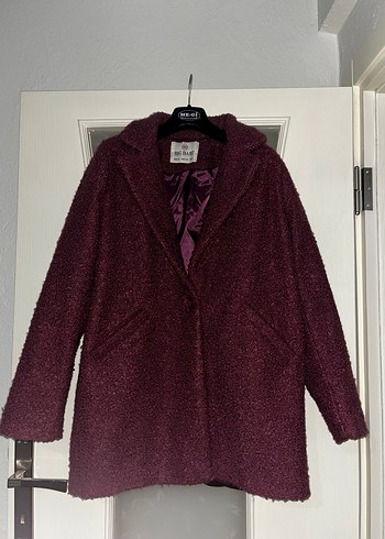 Bordo Kürklü Midi Kadın Kaban - Görsel 4