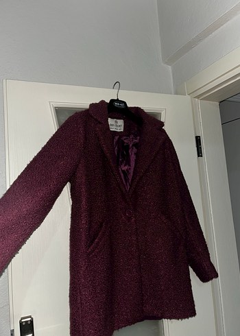 Bordo Kürklü Midi Kadın Kaban - Görsel 3