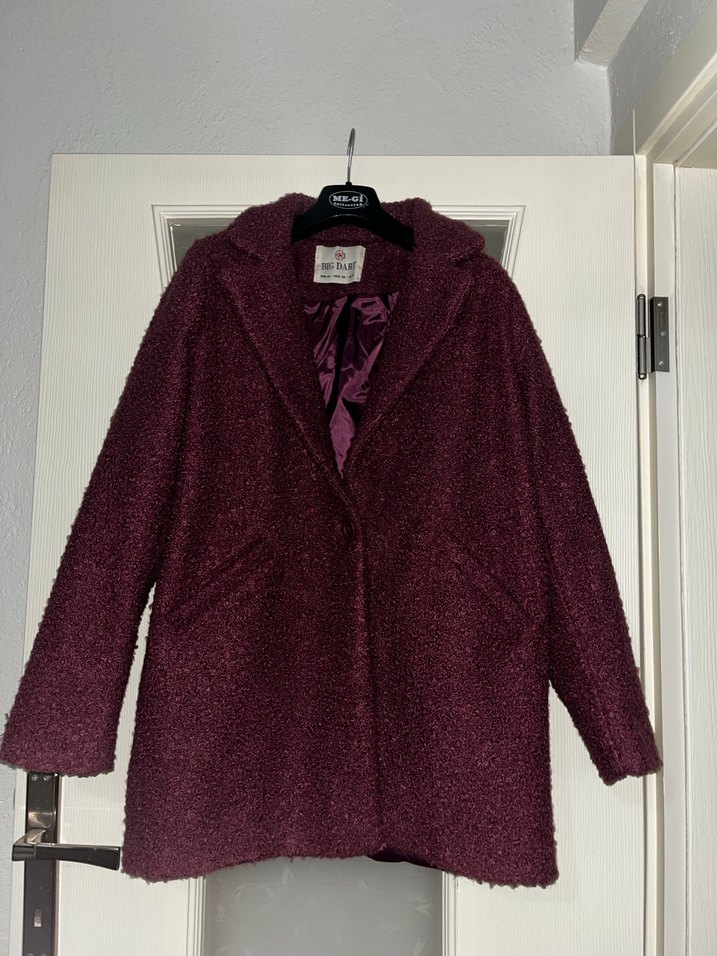 Bordo Kürklü Midi Kadın Kaban - Görsel 5