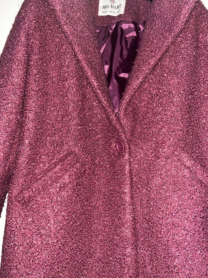 Bordo Kürklü Midi Kadın Kaban - Görsel 2