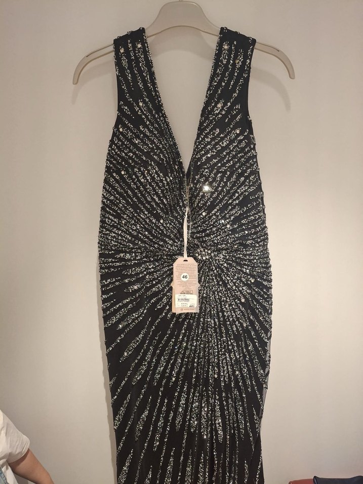 V Yaka Drapeli Abiye Elbise - Görsel 2