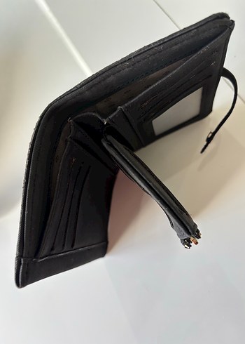 Fermuarlı Siyah Deri Kadın Cüzdanı ve çantası - Görsel 4