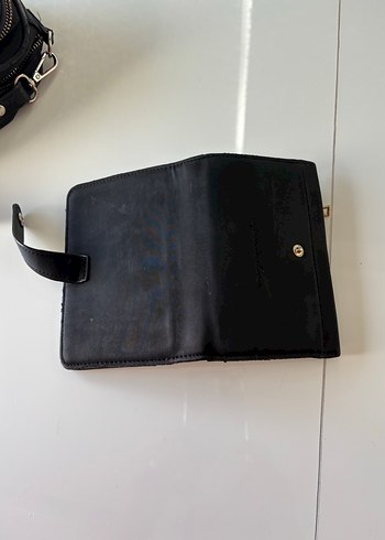 Fermuarlı Siyah Deri Kadın Cüzdanı ve çantası - Görsel 5