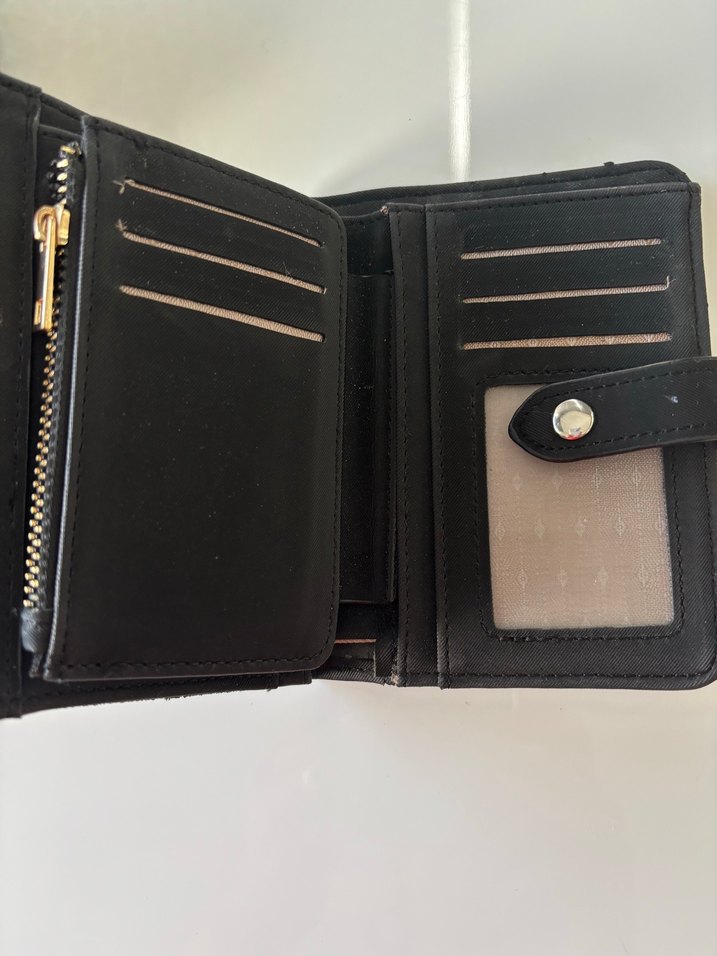 Fermuarlı Siyah Deri Kadın Cüzdanı ve çantası - Görsel 3