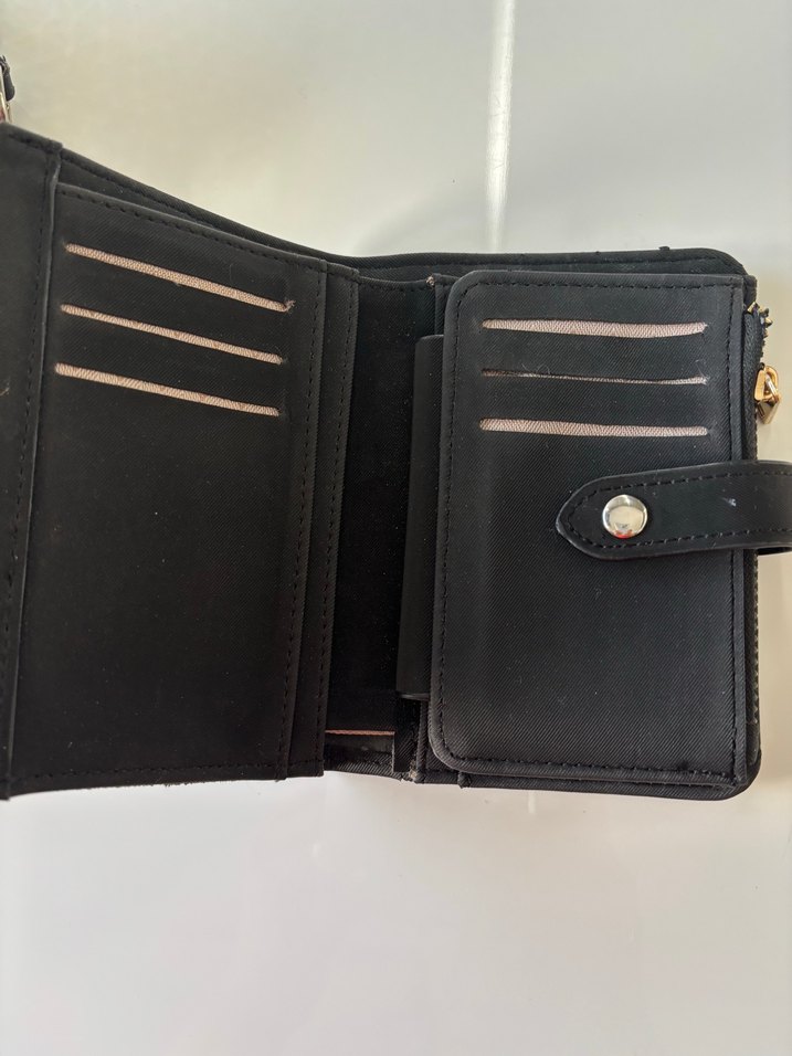 Fermuarlı Siyah Deri Kadın Cüzdanı ve çantası - Görsel 2