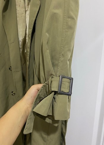 Kadın Bej Kuşaklı Uzun Trençkot - Görsel 2