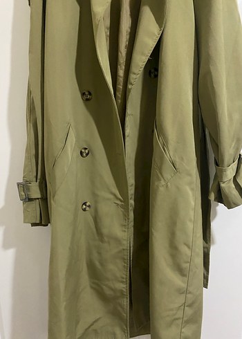 Kadın Bej Kuşaklı Uzun Trençkot - Görsel 3