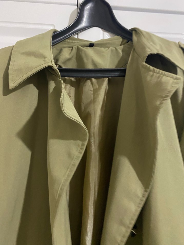 Kadın Bej Kuşaklı Uzun Trençkot - Görsel 4